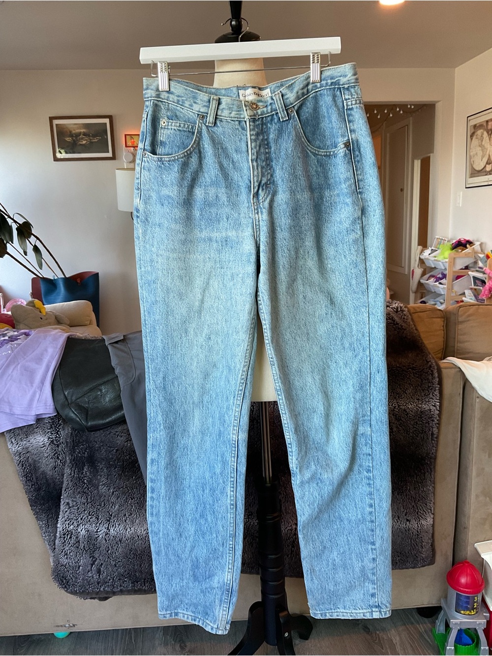 ⛰️Vintage Calvin Klein High Waisted Mom Jeans Green Mountain Tag Light Wash